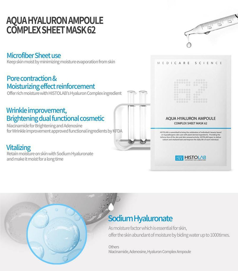 Aqua Hyaluron Ampoule Complex Sheet Mask 62 - HistoLab Canada